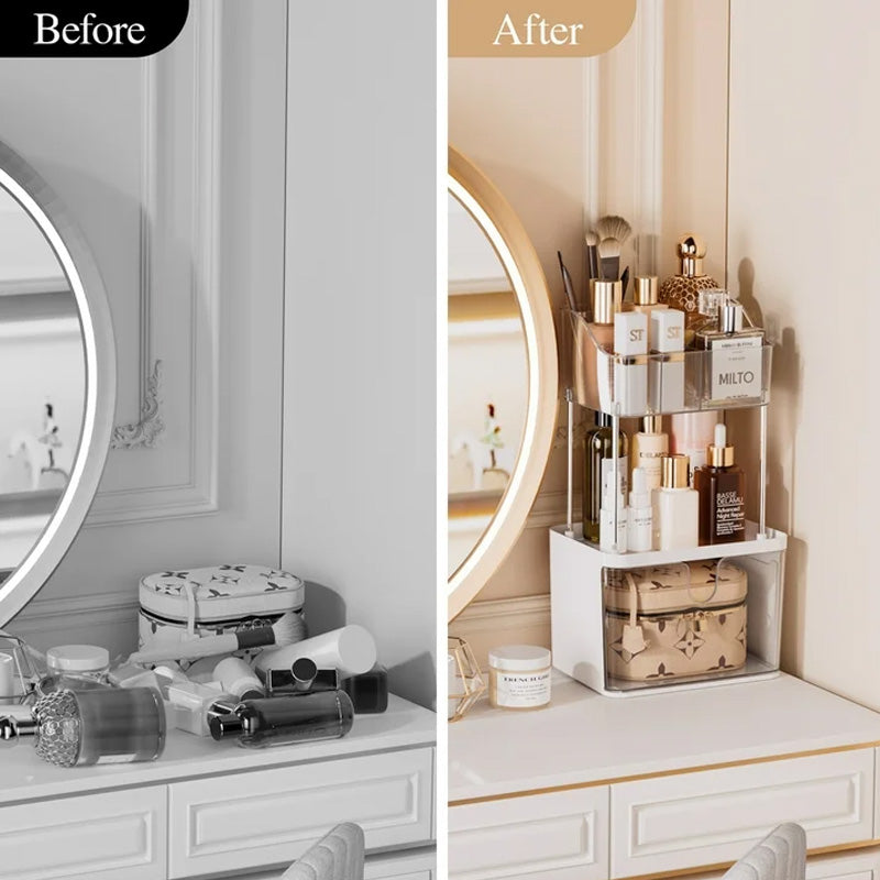 2 Layer Makeup Organizer Countertop, Skincare And Makeup Organizer, Bathroom Counter Organizer, Anti-Slip Dustproof Exquisite Vanity Organizer 2 Layer Makeup Organizer Countertop, Skincare And Makeup Organizer, Bathroom Counter Organizer, Anti-Slip Dustproof Exquisite Vanity Organizer